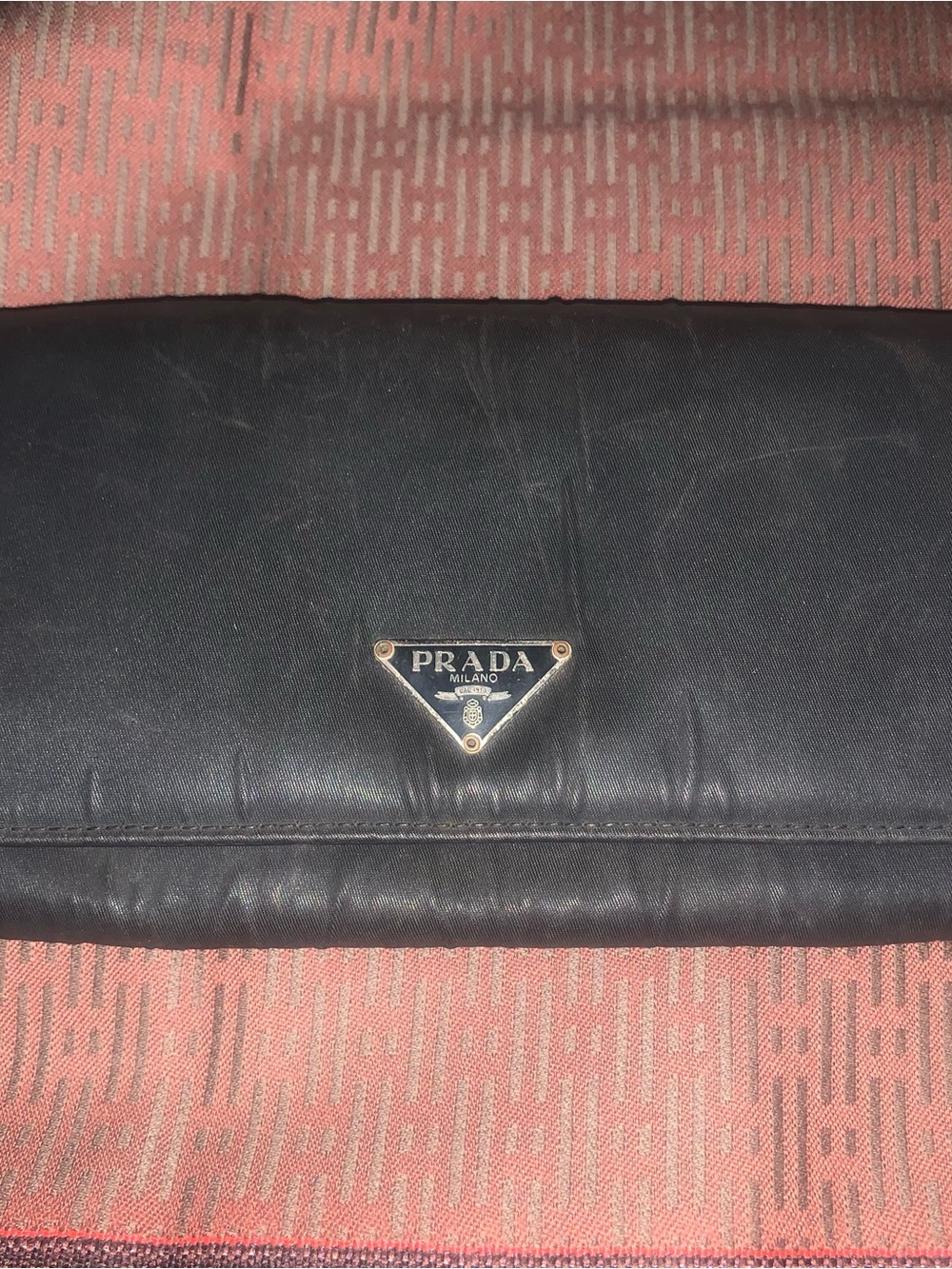 Prada Black Leather Clutch with Triangular Logo